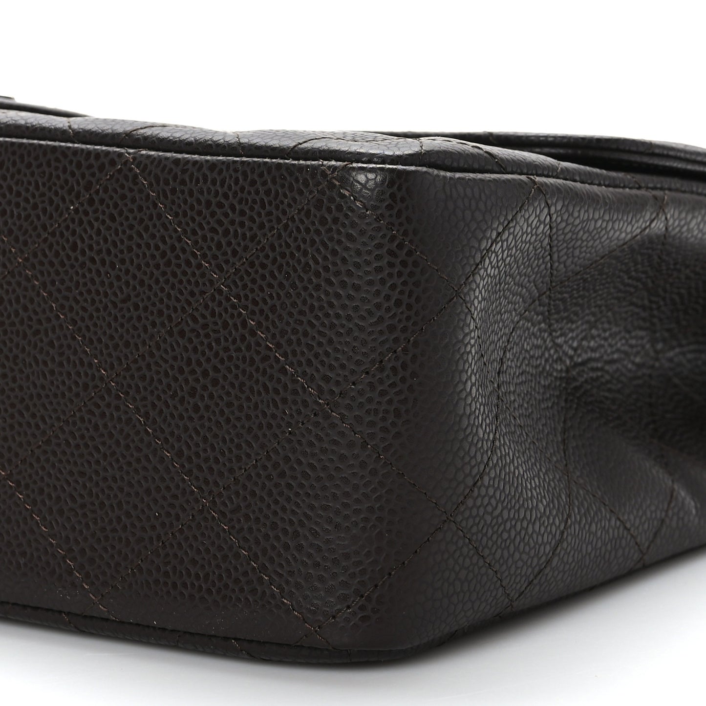 Caviar Quilted Jumbo Single Flap Dark Brown
