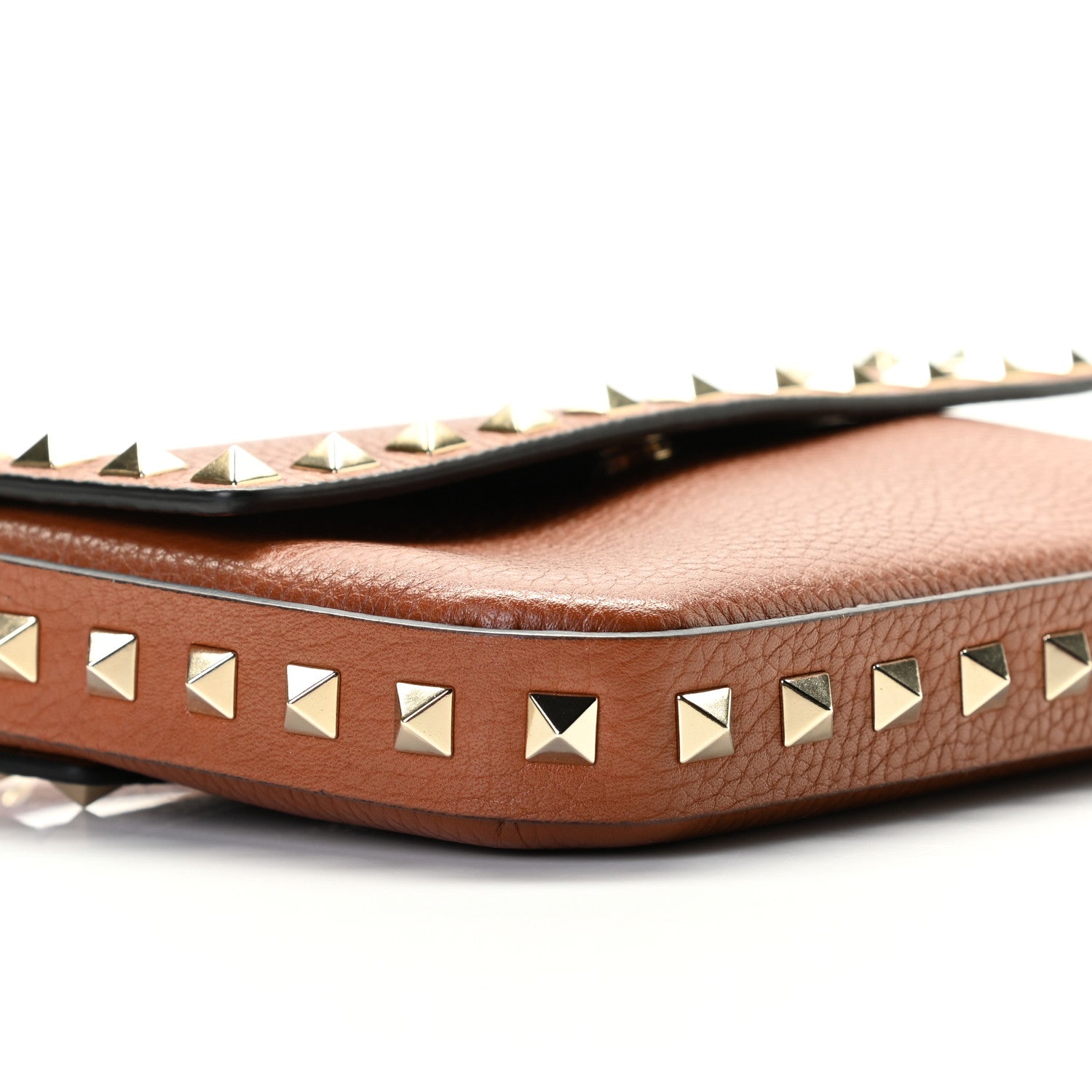 Valentino Garavani Grainy Calfskin Rockstud Crossbody Pouch Saddle Brown 5 of 10