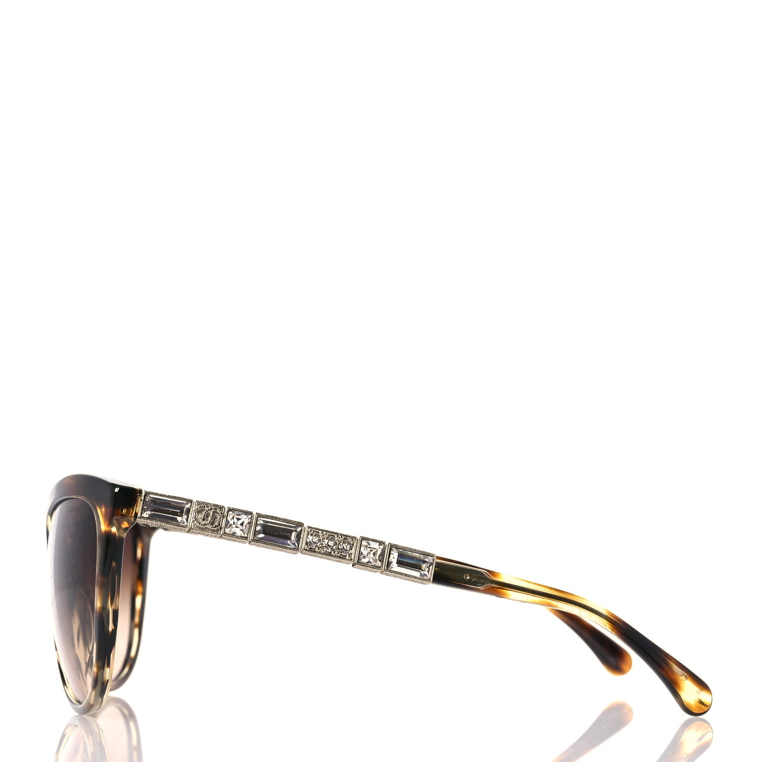 Chanel Crystal Baguette Cat Eye Bijou Sunglasses 5307-B Tortoise 3 of 8