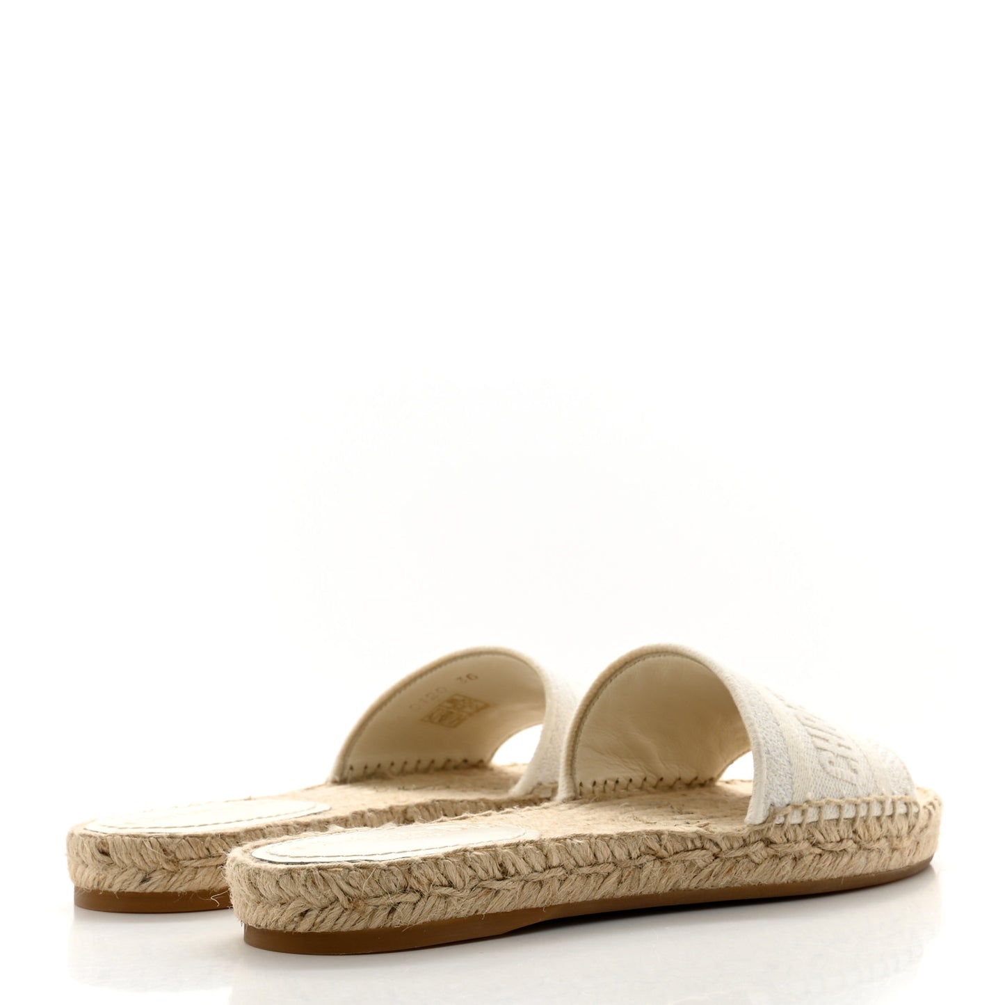 Canvas Embroidered Granville Espadrille Flat Slide Sandals 36 Ivory