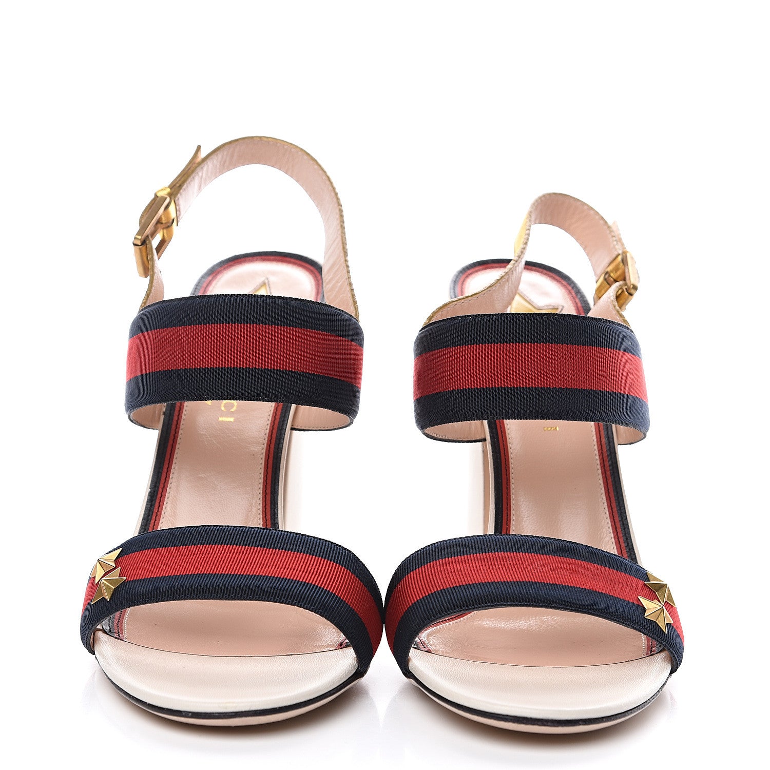 Gucci Grosgrain Web Aline High Heel Sandals 39.5 Oro 2 of 9