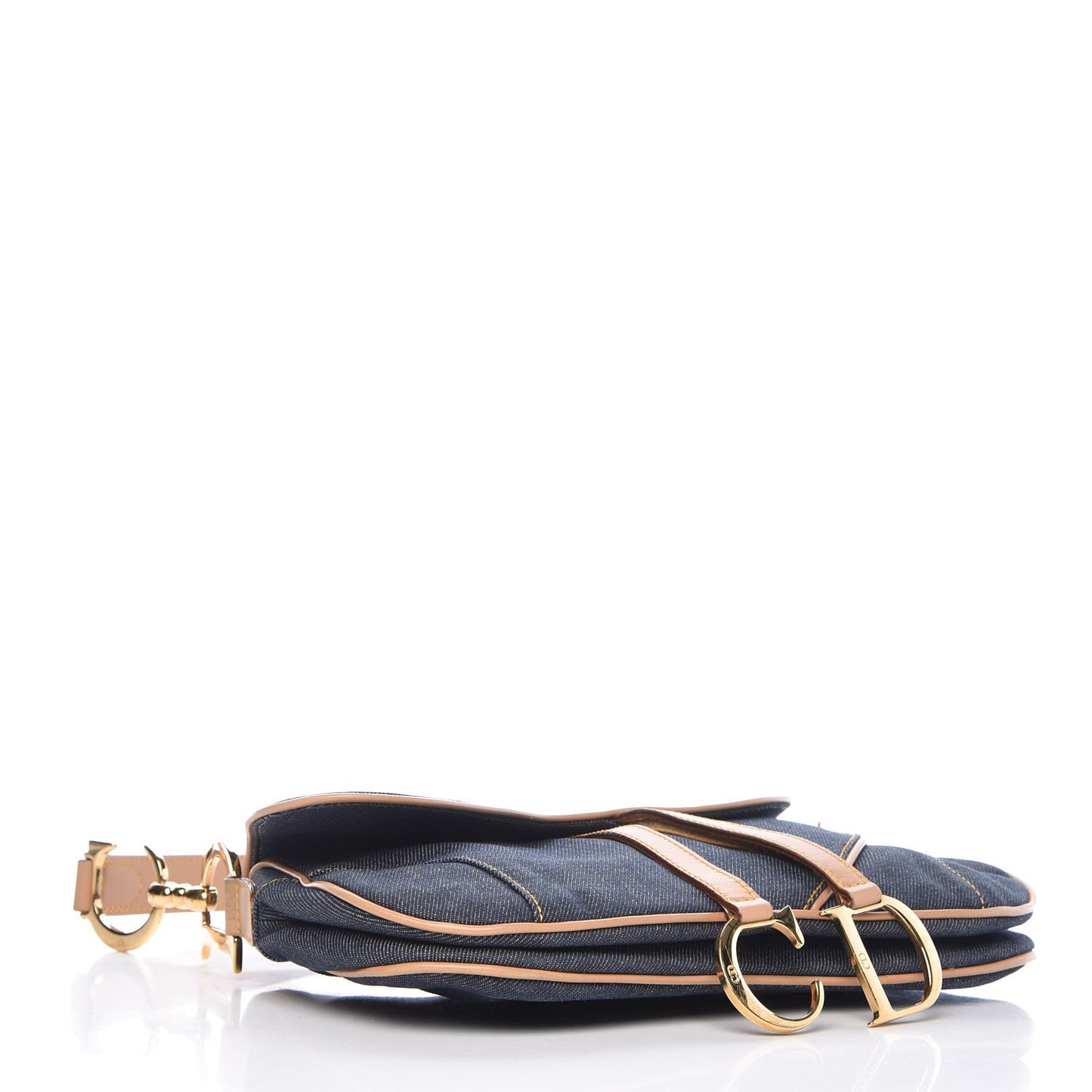 Denim Calfskin Double Saddle Bag Blue