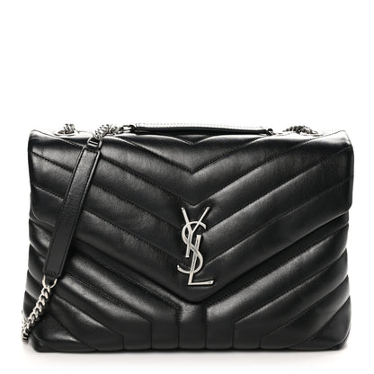 Saint Laurent Calfskin Y Quilted Monogram Medium Loulou Chain Satchel Black 1 of 12