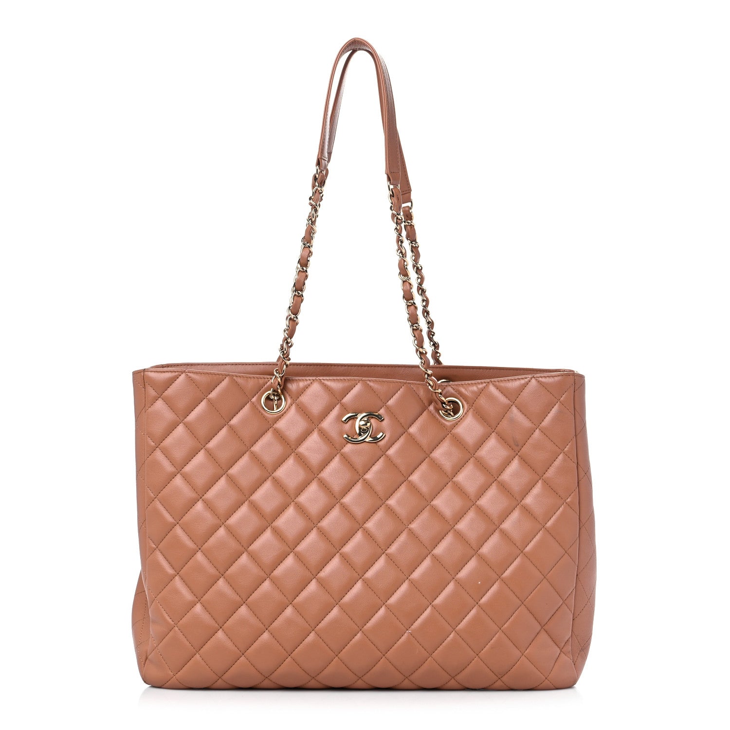 Chanel Calfskin Quilted Large Shopping Tote Dark Beige 1 of 14