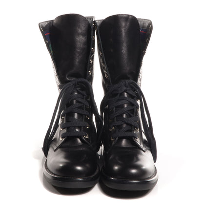 Chanel Leather Combat Boots 39.5 Black 2 of 8