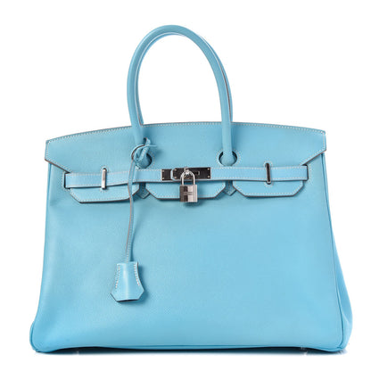 Hermes Epsom Candy Birkin 35 Celeste Mykonos 1 of 38