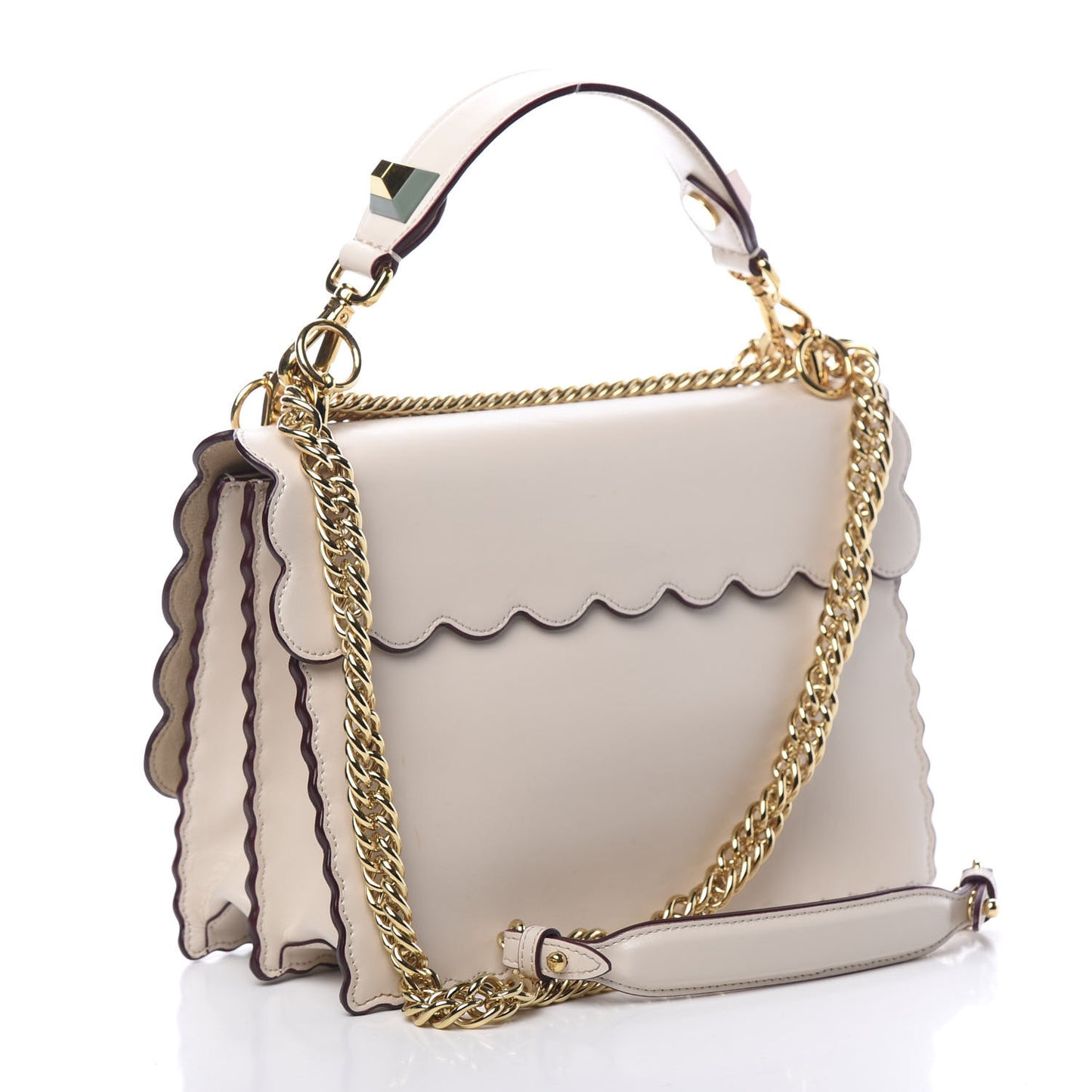 Vitello Liberty Scalloped Studded Kan I Shoulder Bag Camelia