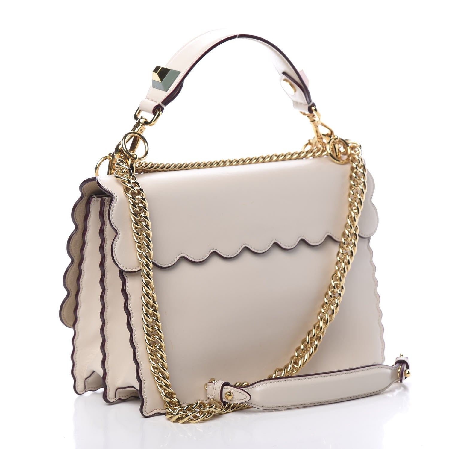 Fendi Vitello Liberty Scalloped Studded Kan I Shoulder Bag Camelia 2 of 9