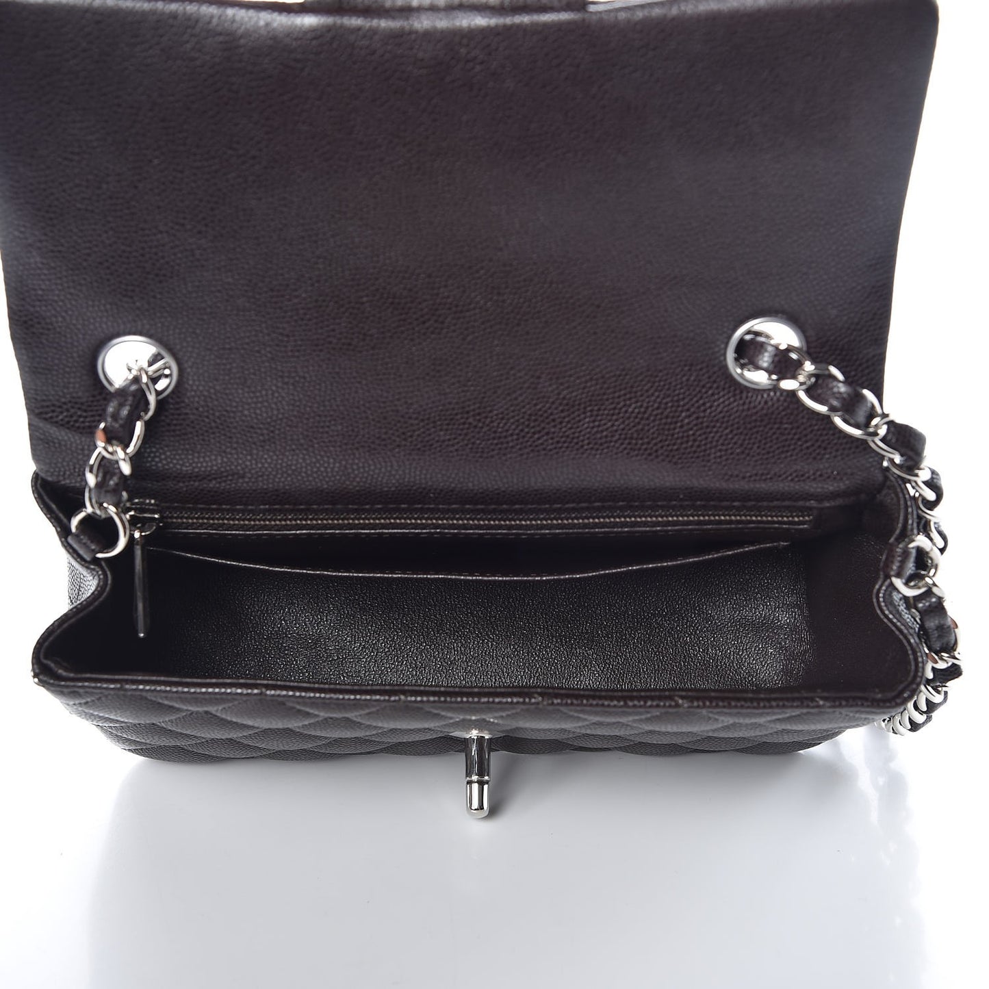 Caviar Quilted Mini Rectangular Flap Dark Brown