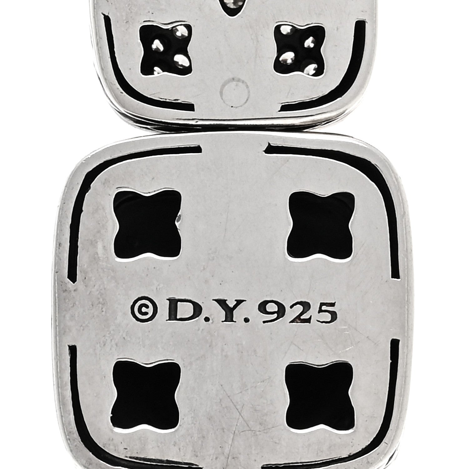 David Yurman Sterling Silver Diamond Chiclet Triple Drop Necklace 4 of 4