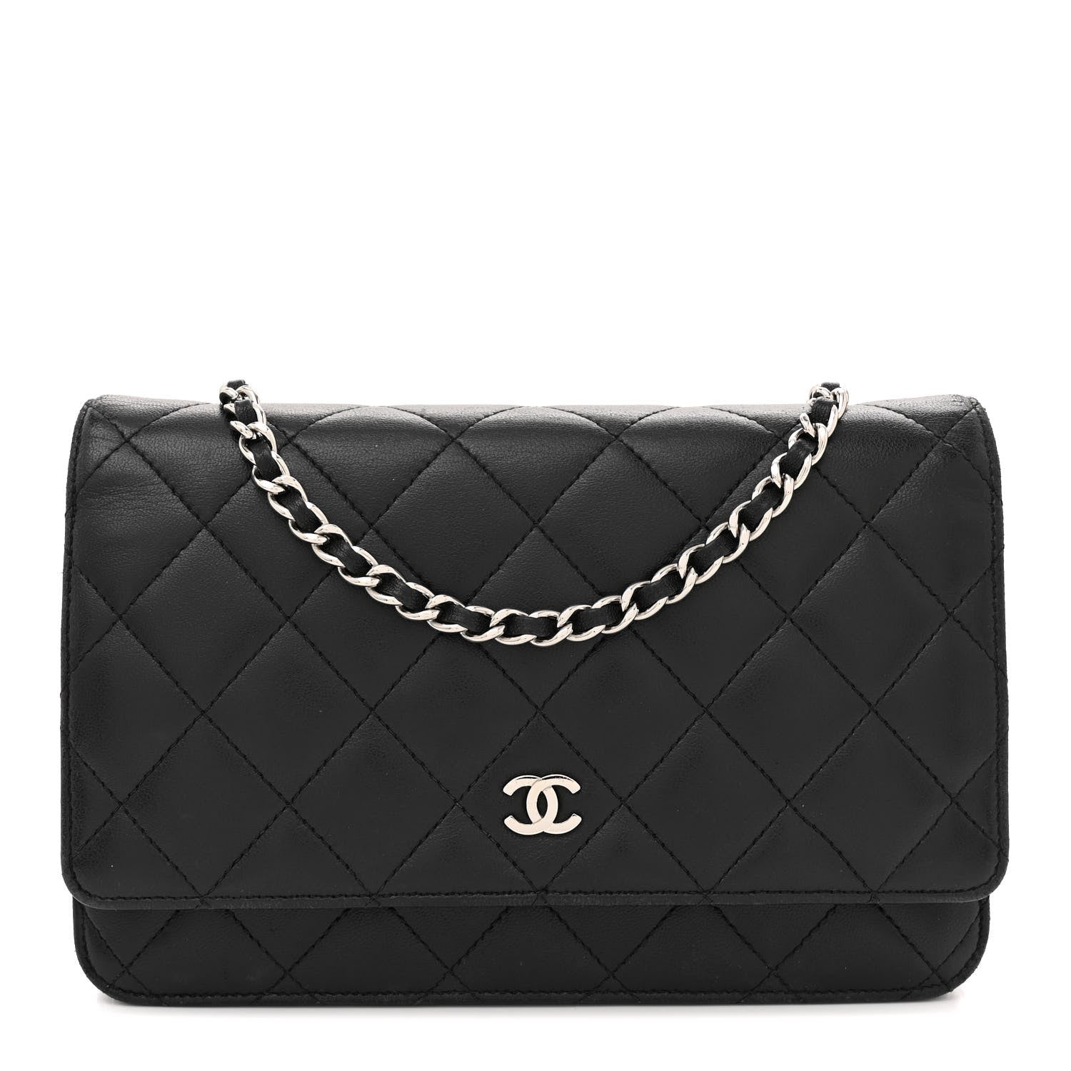 Chanel Lambskin Quilted Wallet On Chain WOC Black 1 of 12