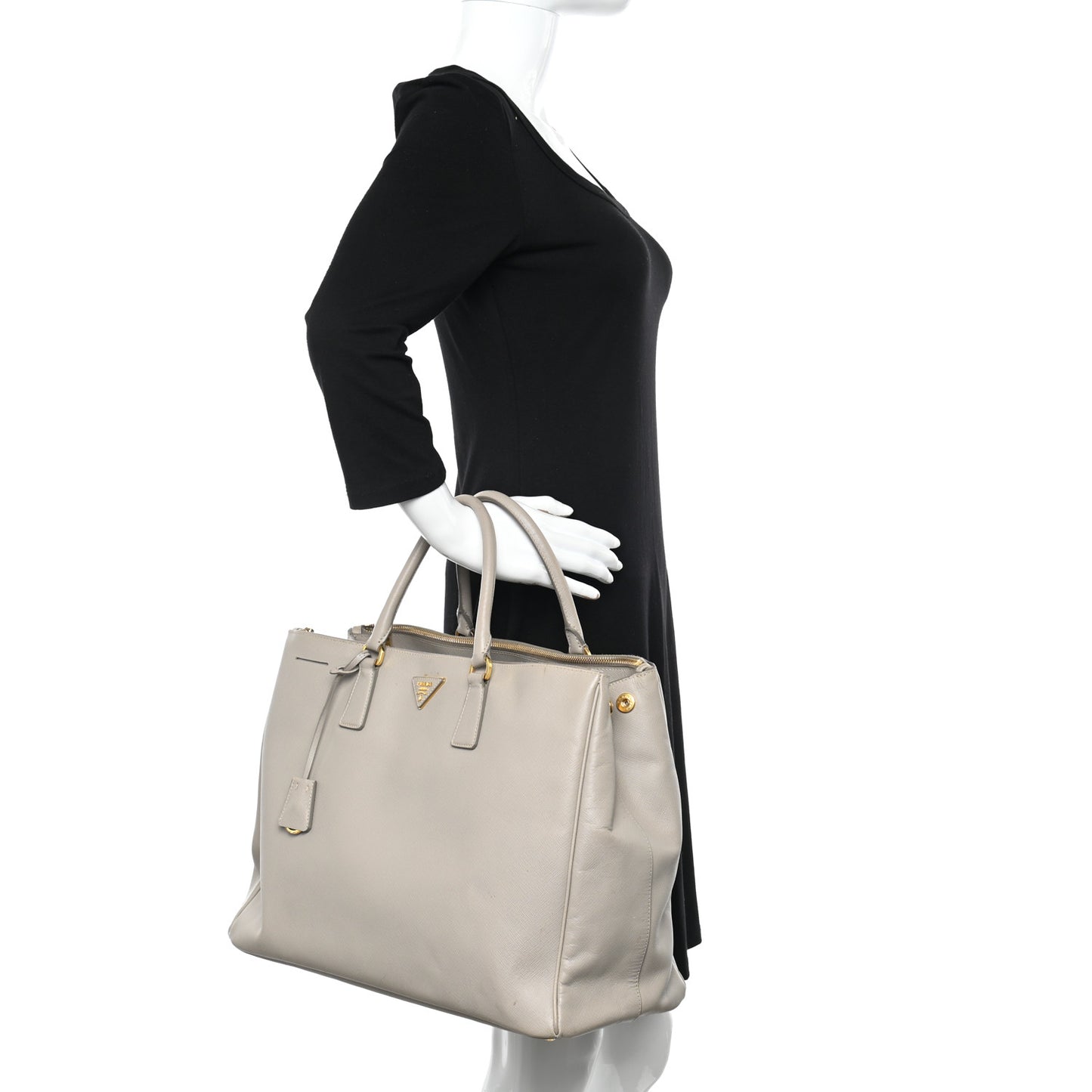 Saffiano Lux Extra Large Galleria Double Zip Tote Pomice