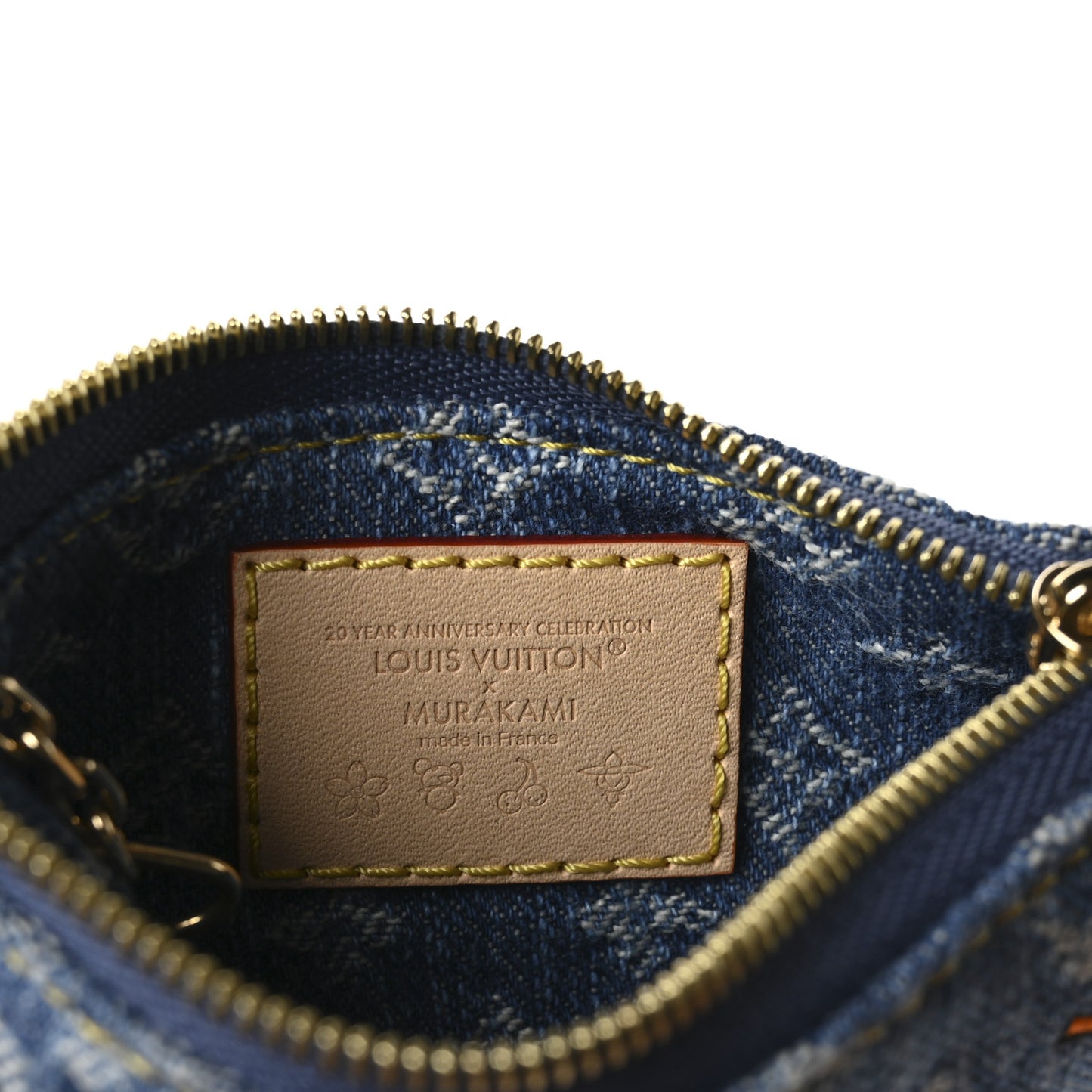 LV X TM Monogram Denim Cerises Key Pouch Blue