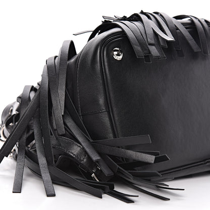 Prada Soft Calfskin Fringe Bucket Bag Black 10 of 15