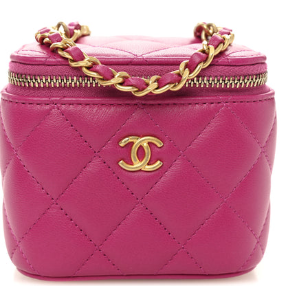 Chanel Lambskin Quilted Pearl Crush Mini Vanity Case With Chain Pink 7 of 10