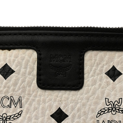 MCM Visetos Liz Shopper Tote Pouch White Black 6 of 6