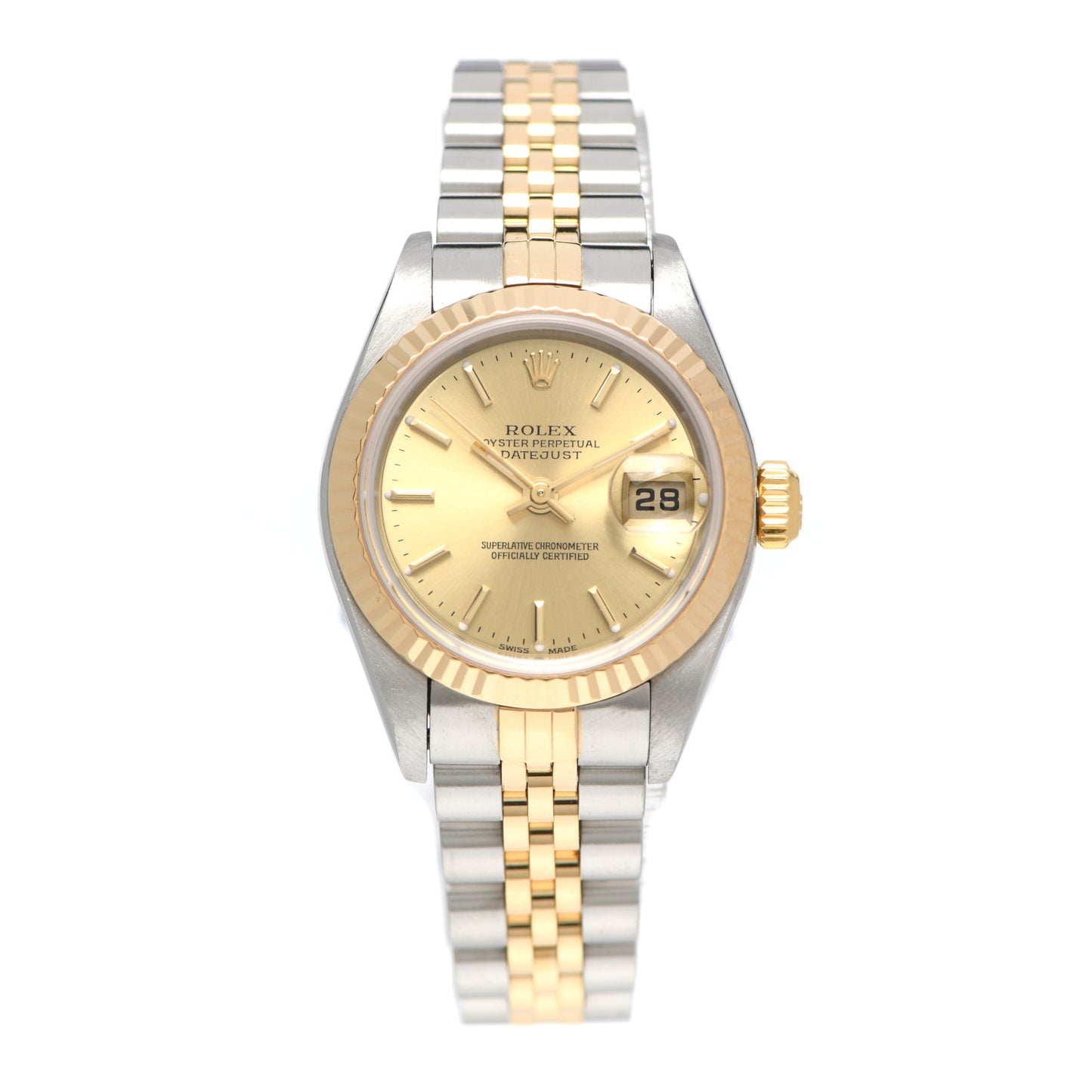 Stainless Steel 18K Yellow Gold 26mm Oyster Perpetual Datejust Watch Champagne 79173