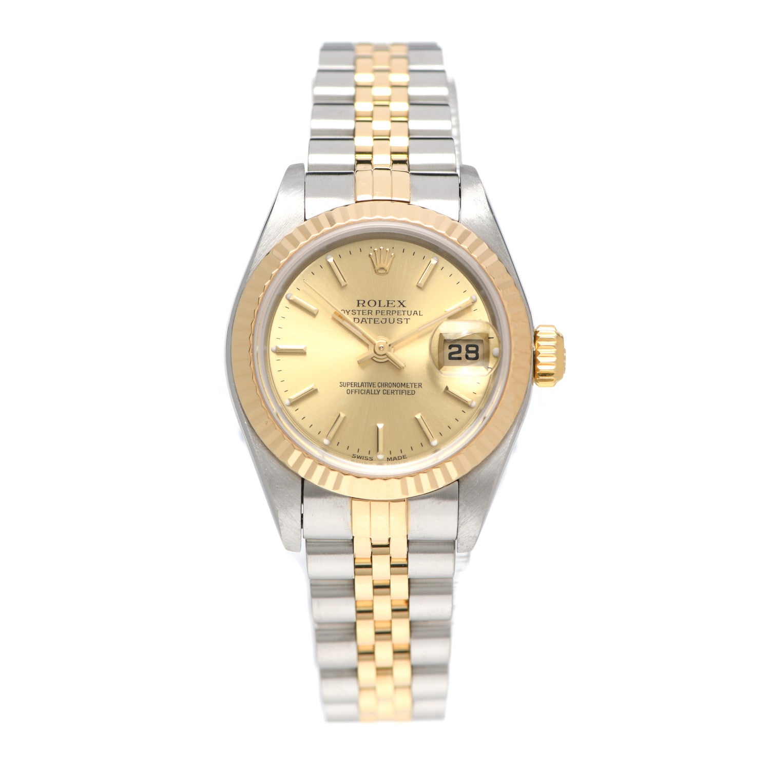 Rolex Stainless Steel 18K Yellow Gold 26mm Oyster Perpetual Datejust Watch Champagne 79173 1 of 5
