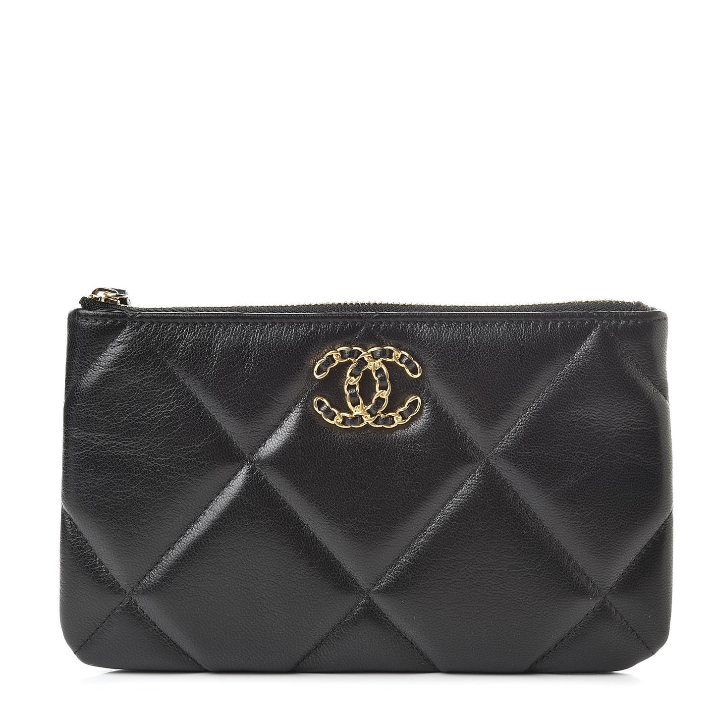 Goatskin Quilted 19 Cosmetic Case Black