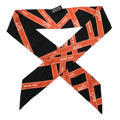 Hermes Silk Bolduc Twilly Black Orange 1 of 4