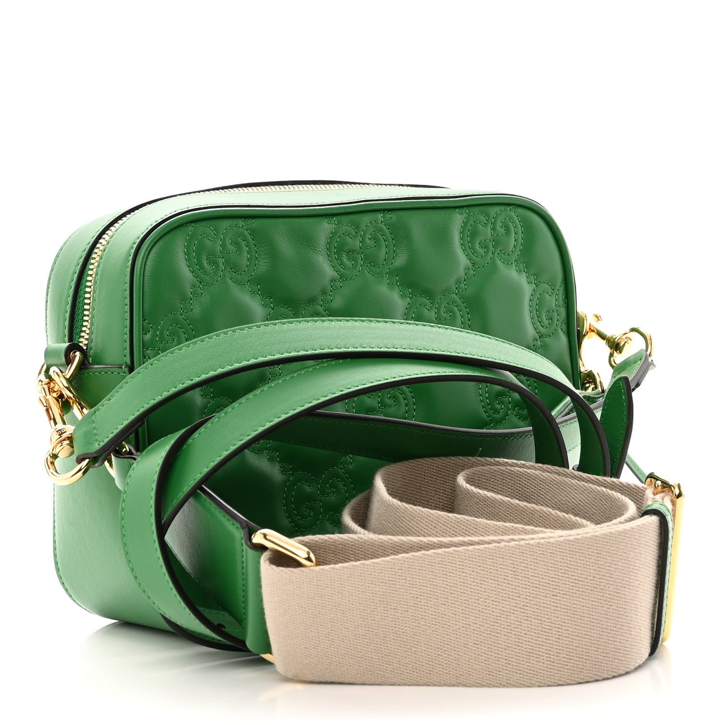 Calfskin GG Matelasse Shoulder Bag Spring Green Natural