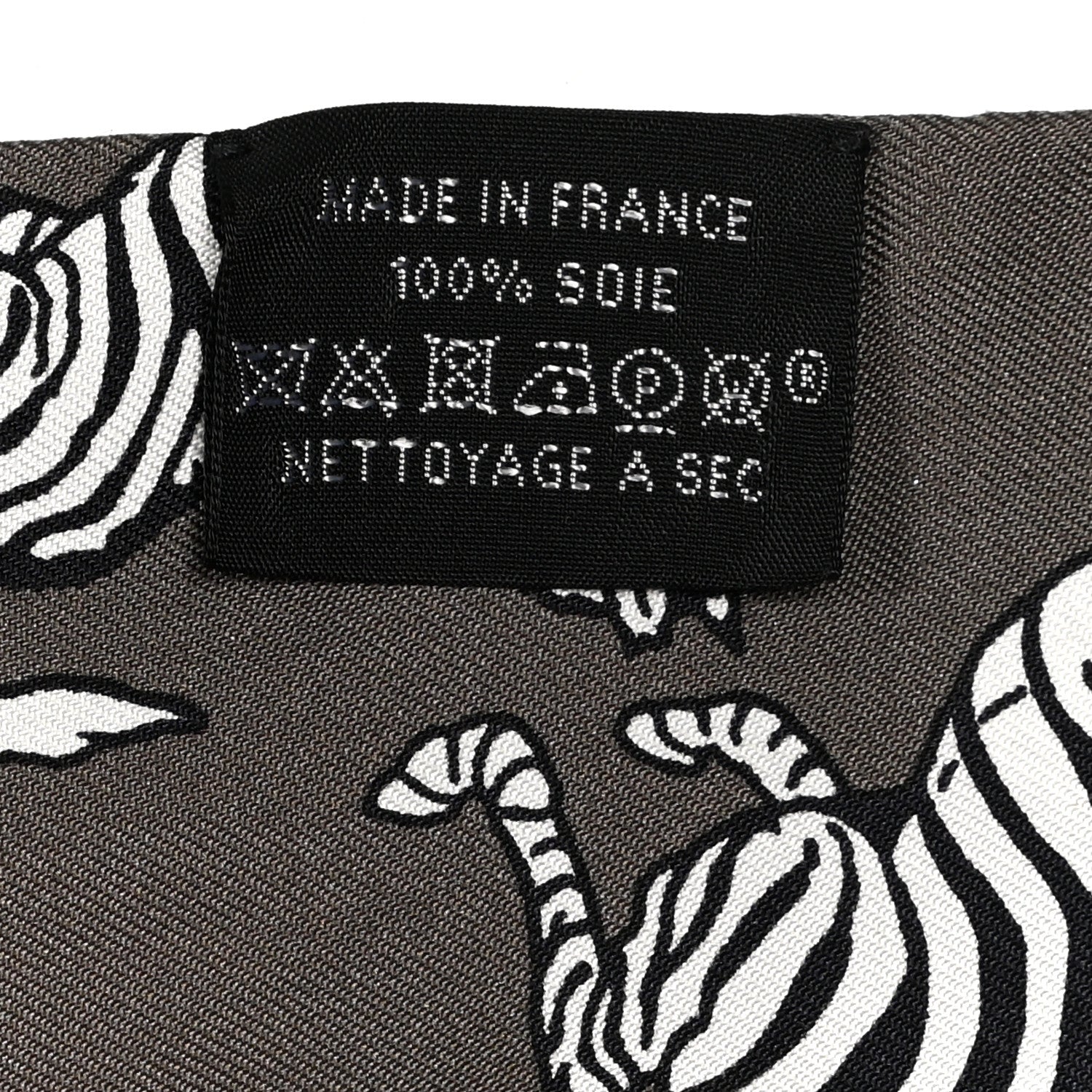 Hermes Silk Les Zebres Twilly Gris Taupe Black White 3 of 4