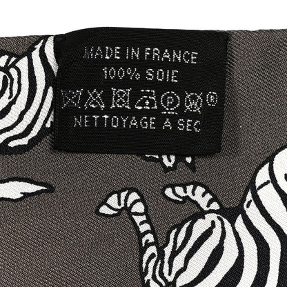 Hermes Silk Les Zebres Twilly Gris Taupe Black White 3 of 4