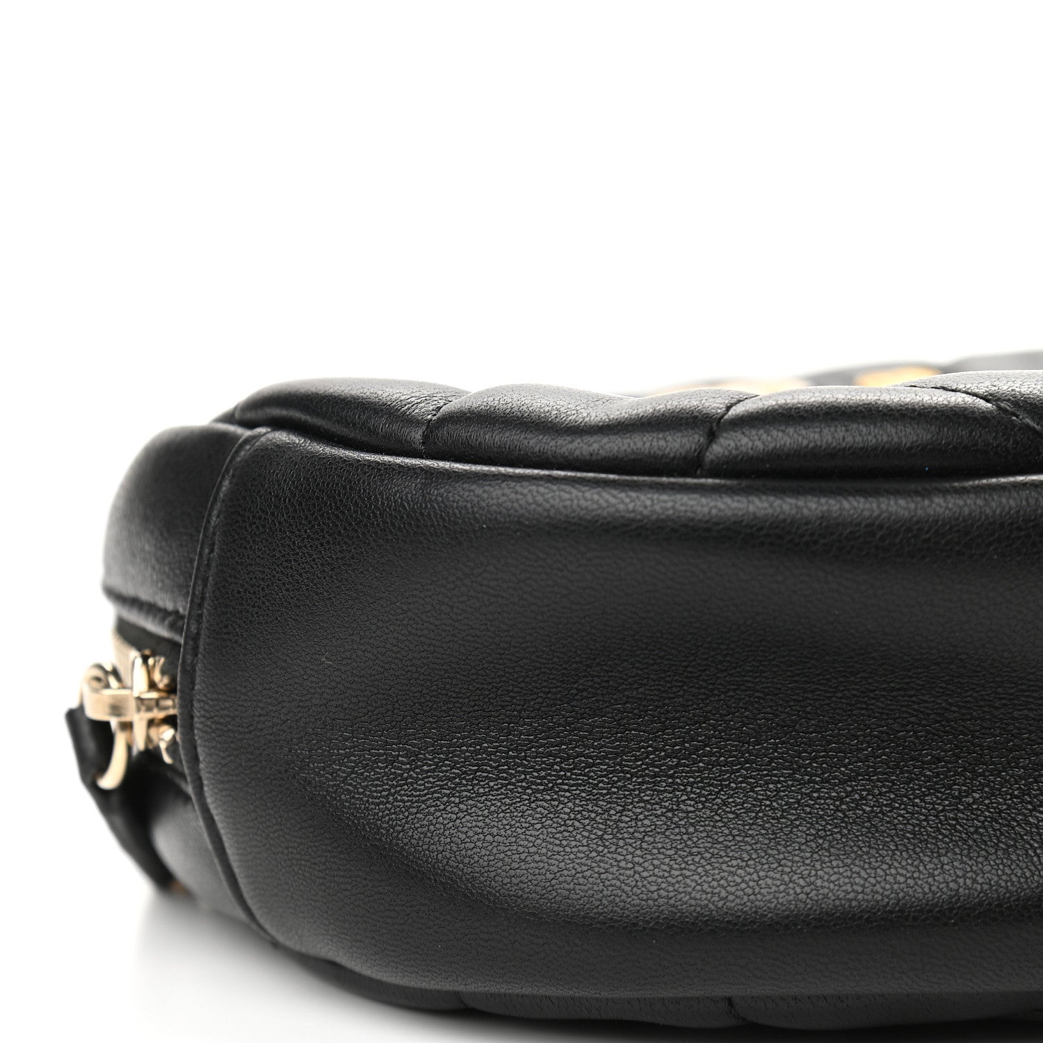 Chanel Lambskin Quilted Studded Round Clutch With Chain Black 8 of 9