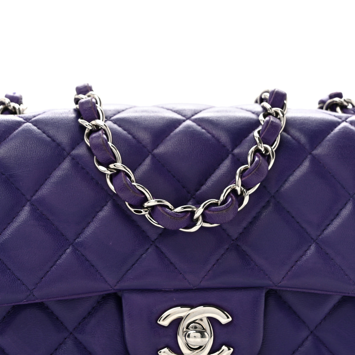 Chanel Lambskin Quilted Mini Rectangular Flap Purple 8 of 14