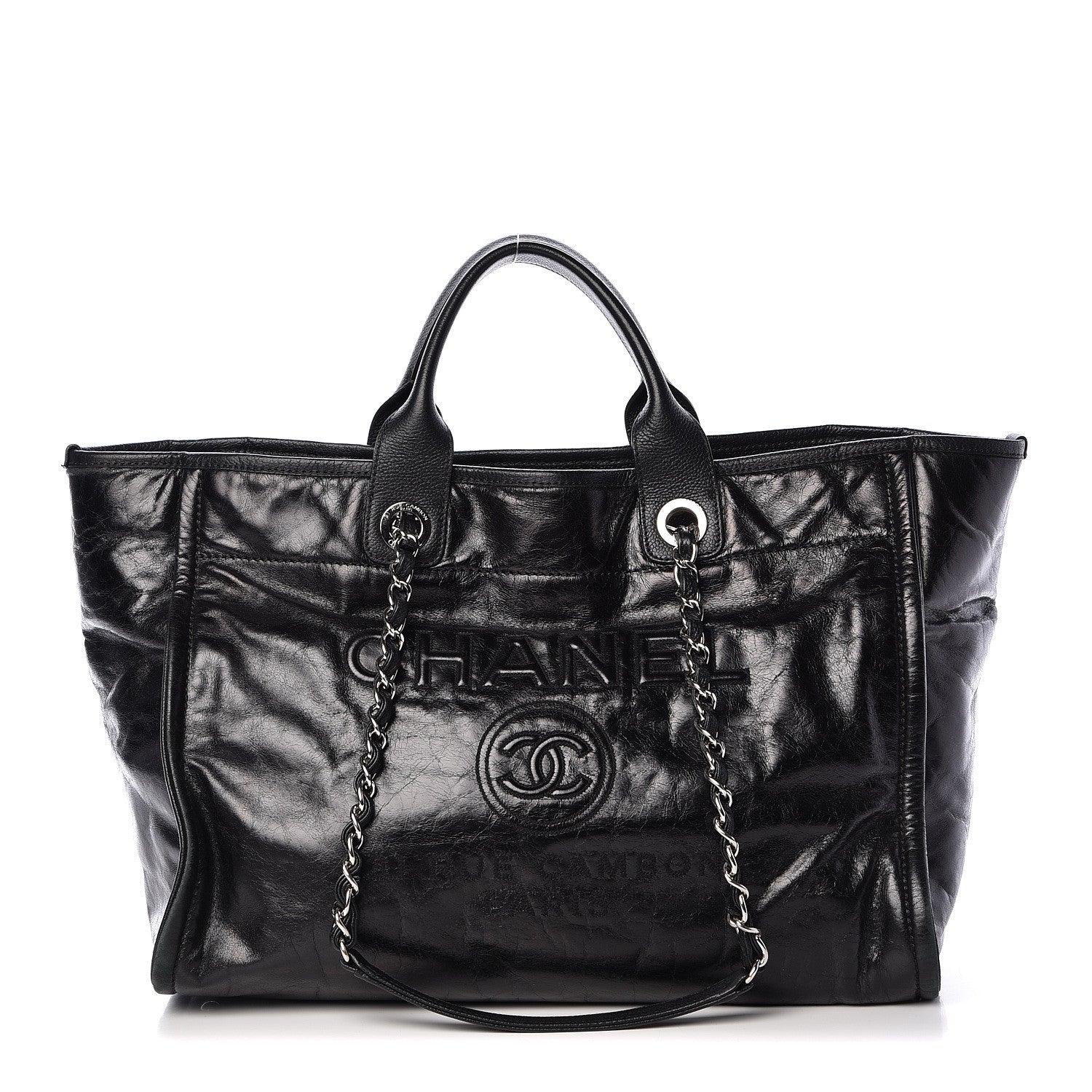 Chanel Glazed Calfskin Large Deauville Tote Black 1 of 17