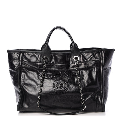 Chanel Glazed Calfskin Large Deauville Tote Black 1 of 17