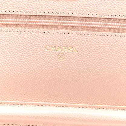 Chanel Caviar Quilted Enamel Wallet on Chain WOC Light Pink 5 of 11
