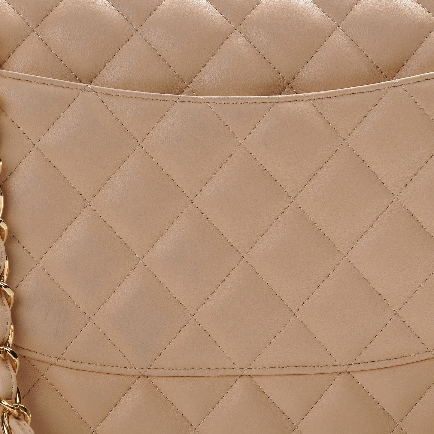 Lambskin Quilted Jumbo Double Flap Beige Clair
