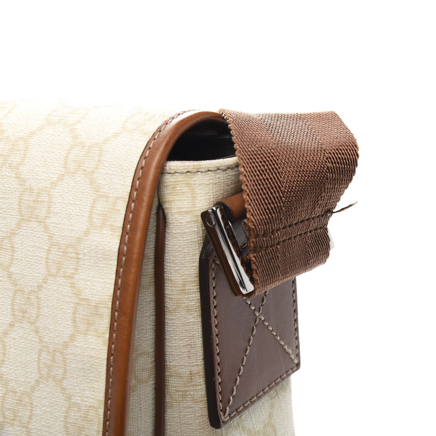 Gucci Monogram Web Stripe Medium Flap Messenger Bag White 13 of 15