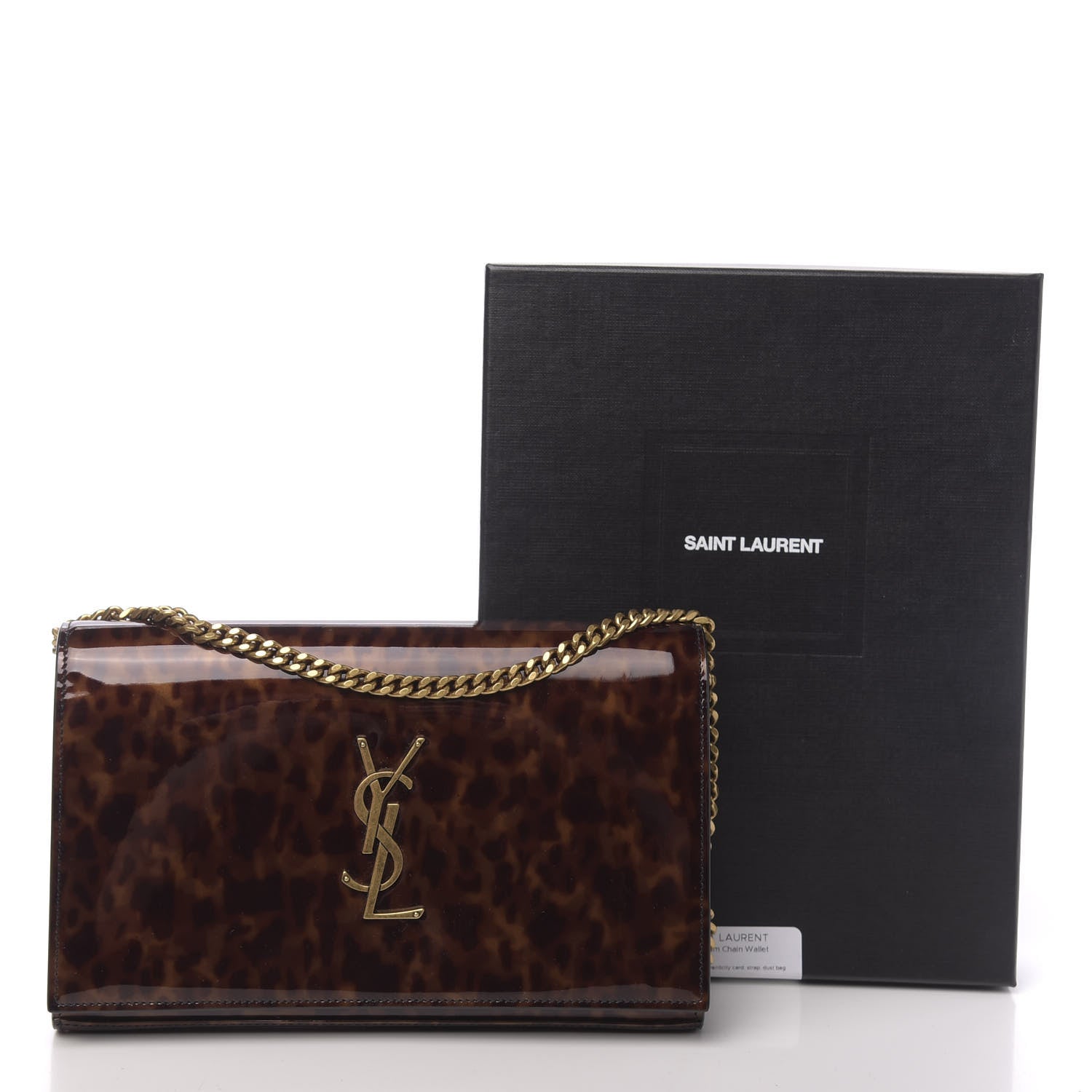 Saint Laurent Patent Monogram Chain Wallet Tortoiseshell 11 of 11