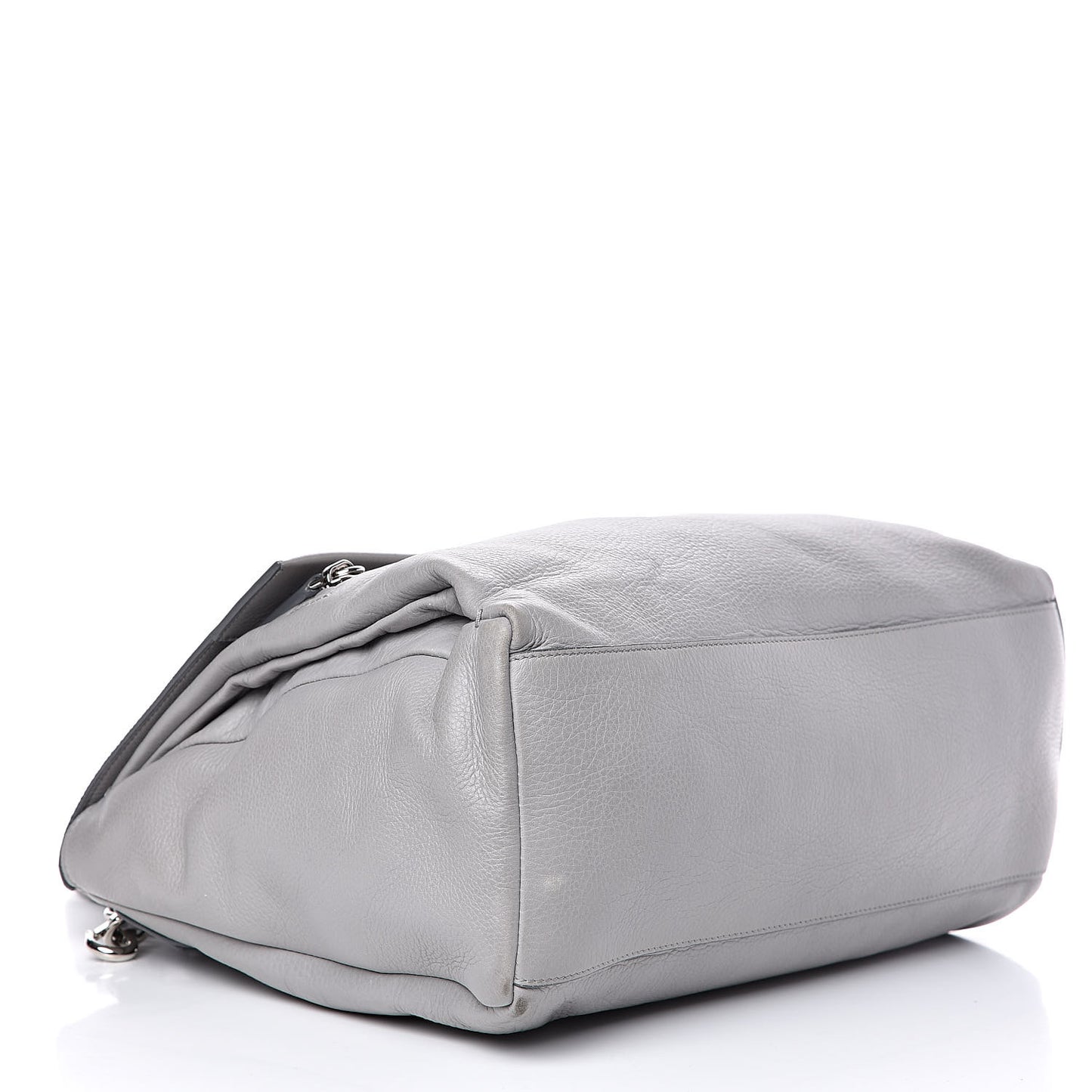 Grained Calfskin Medium Pandora Pure Flap Bag Pearl Grey