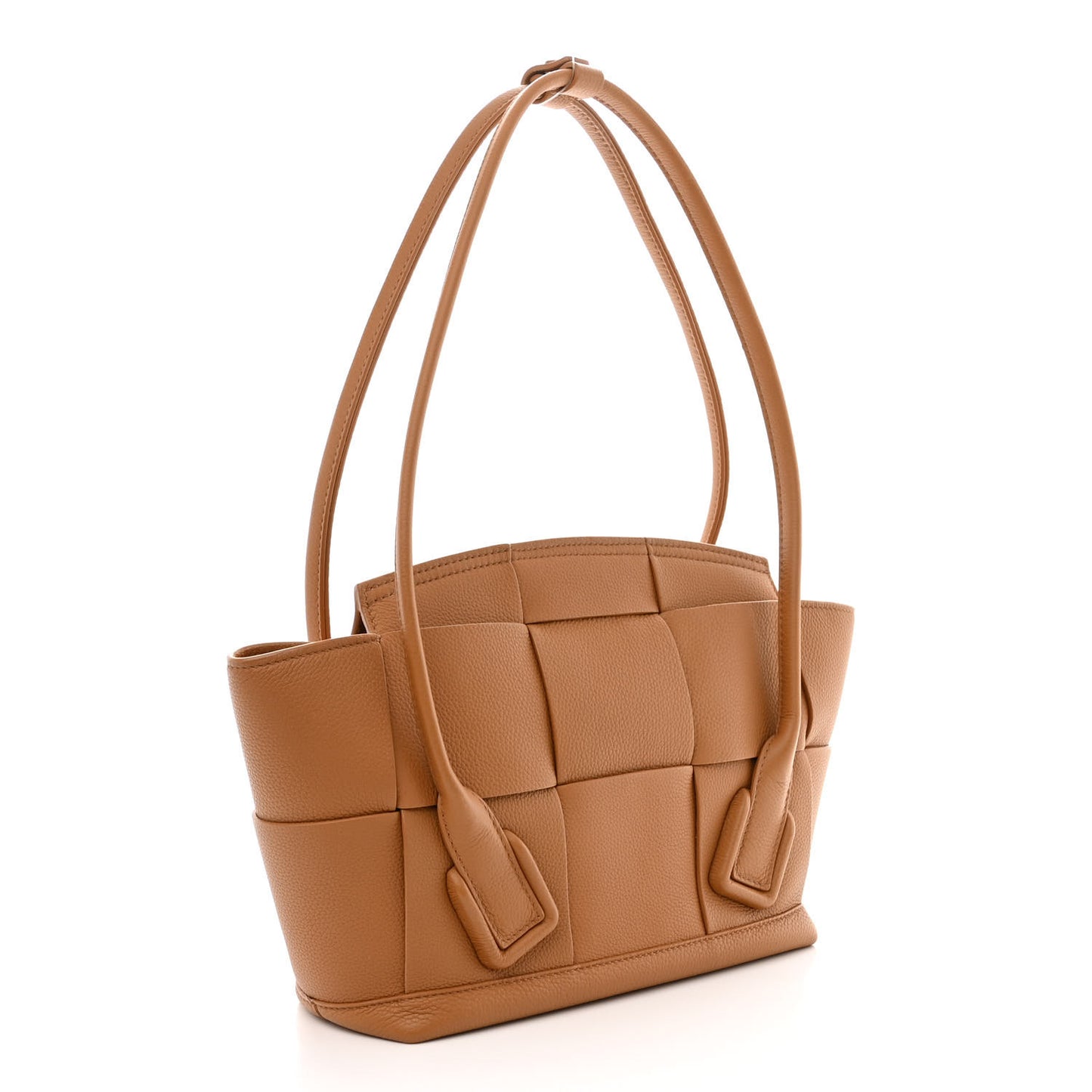 Grained Calfskin Maxi Intrecciato Small Arco Caramel