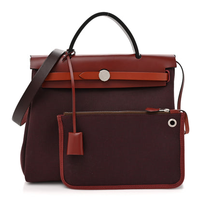 Hermes Military Toile Vache Hunter Herbag Zip 31 PM Chocolate Rouge H Cuivre 3 of 12