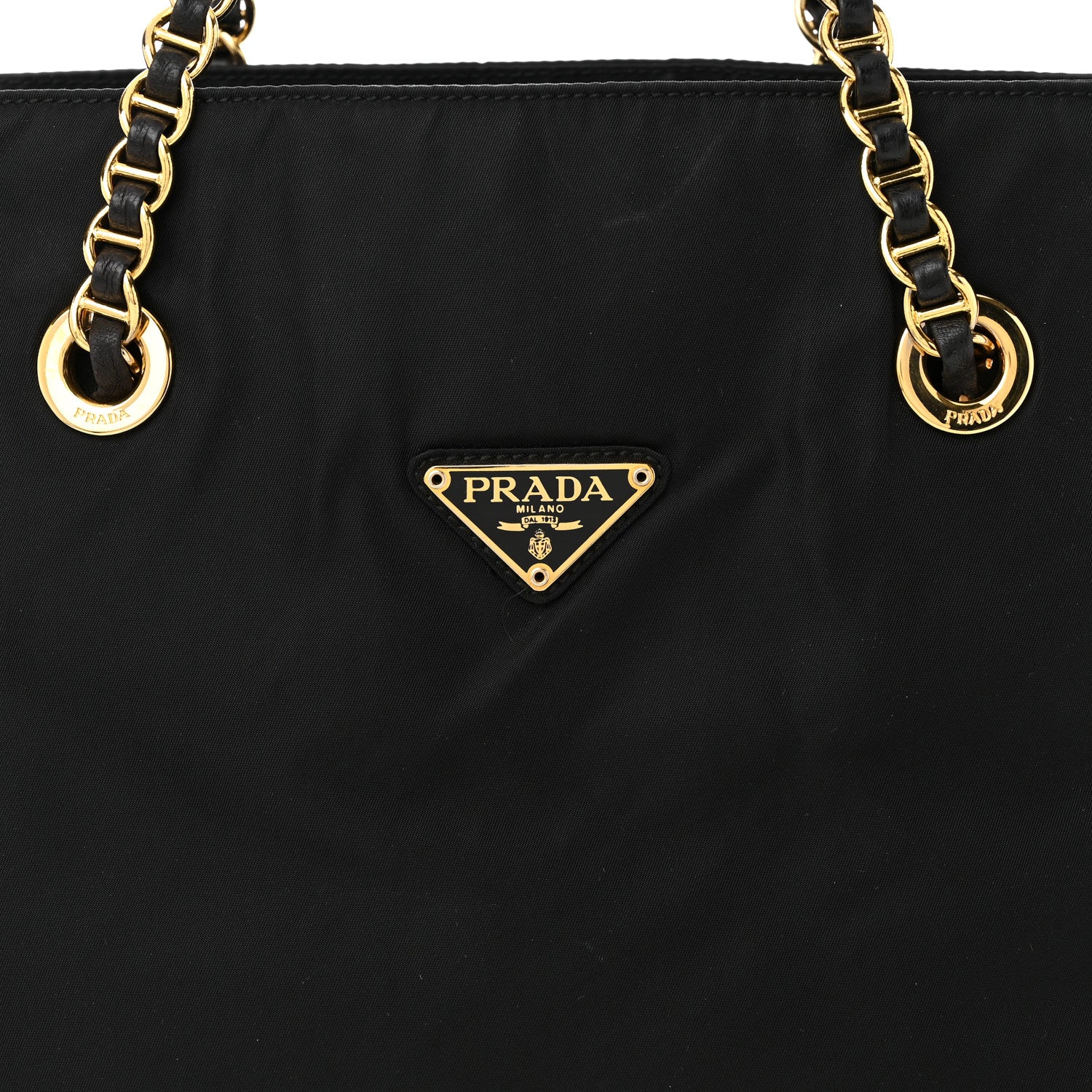 Prada Tessuto Nylon Acciaio Chain Shoulder Bag Black 9 of 11