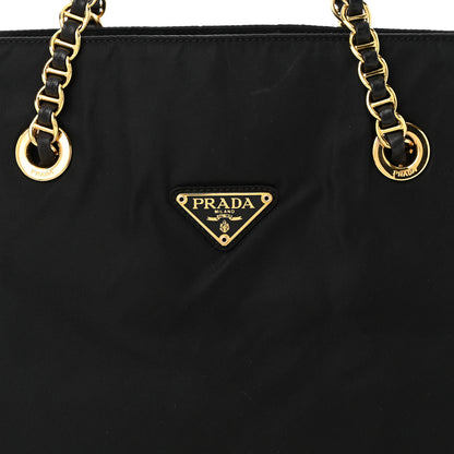 Prada Tessuto Nylon Acciaio Chain Shoulder Bag Black 9 of 11
