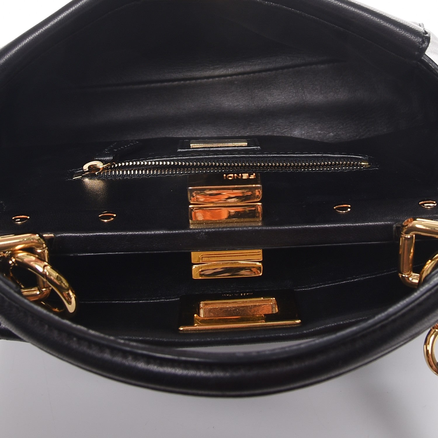 Fendi Nappa Mini Peekaboo Iconic Satchel Black 6 of 8