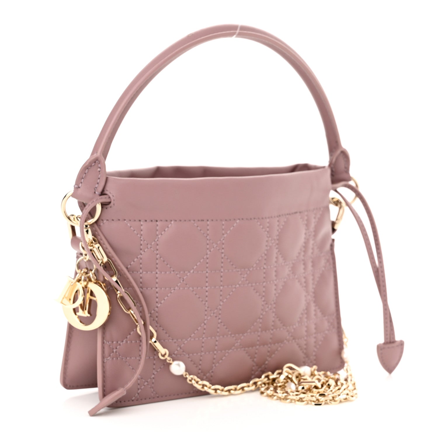 Christian Dior Lambskin Cannage Top Handle Drawstring Mini Bag Pink Peony 3 of 10