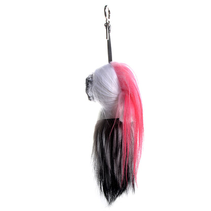 Fendi Fox Mink Goat Fur Nappa Karlito Bag Charm Black White Rosa 2 of 4