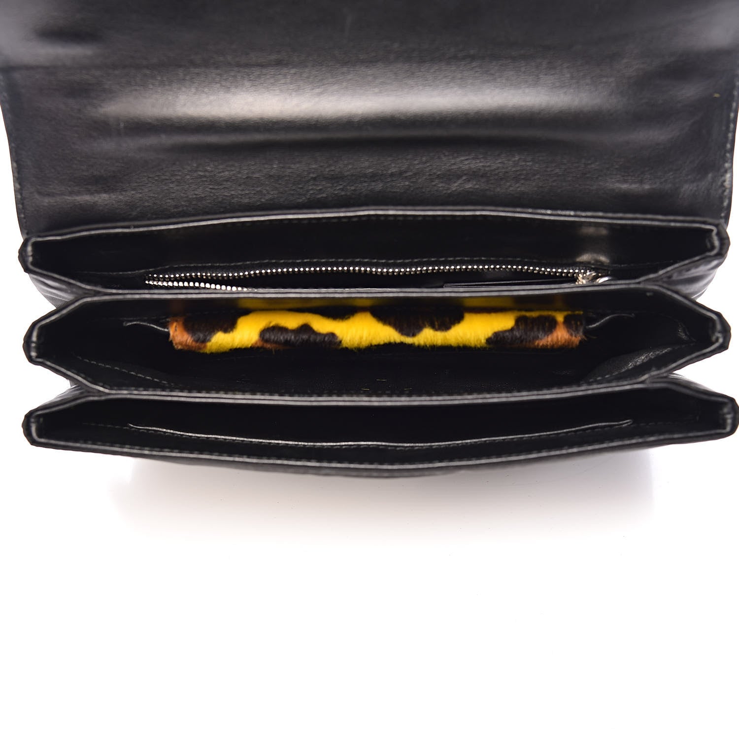 Prada Nylon Calf Hair Leopard Print Crossbody Bag Black Sole 5 of 17
