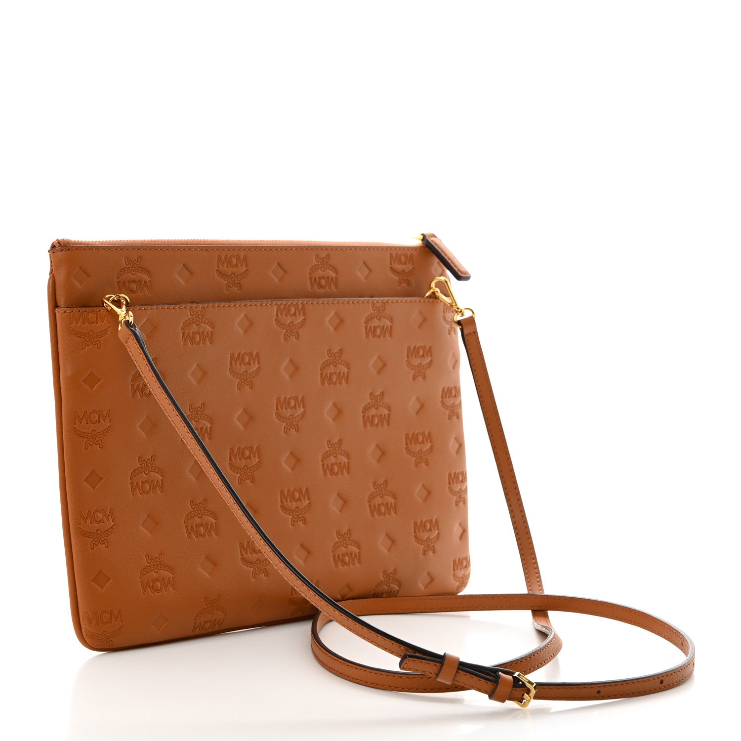 MCM Calfskin Ottomar Crossbody Pouch Cognac 2 of 11