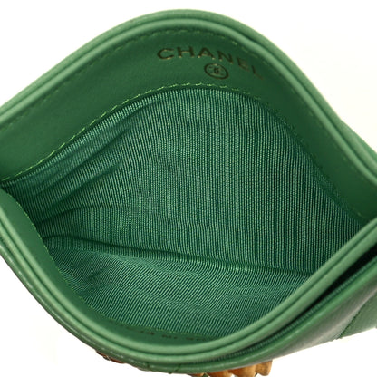 Chanel Shiny Goatskin Quilted Chanel 19 Card Holder Green 5 of 10