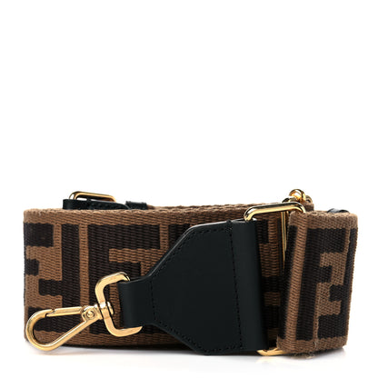 Fendi Ribbon Vitello Seta FF 1974 Adjustable Strap You Fango Marrone Black 1 of 5