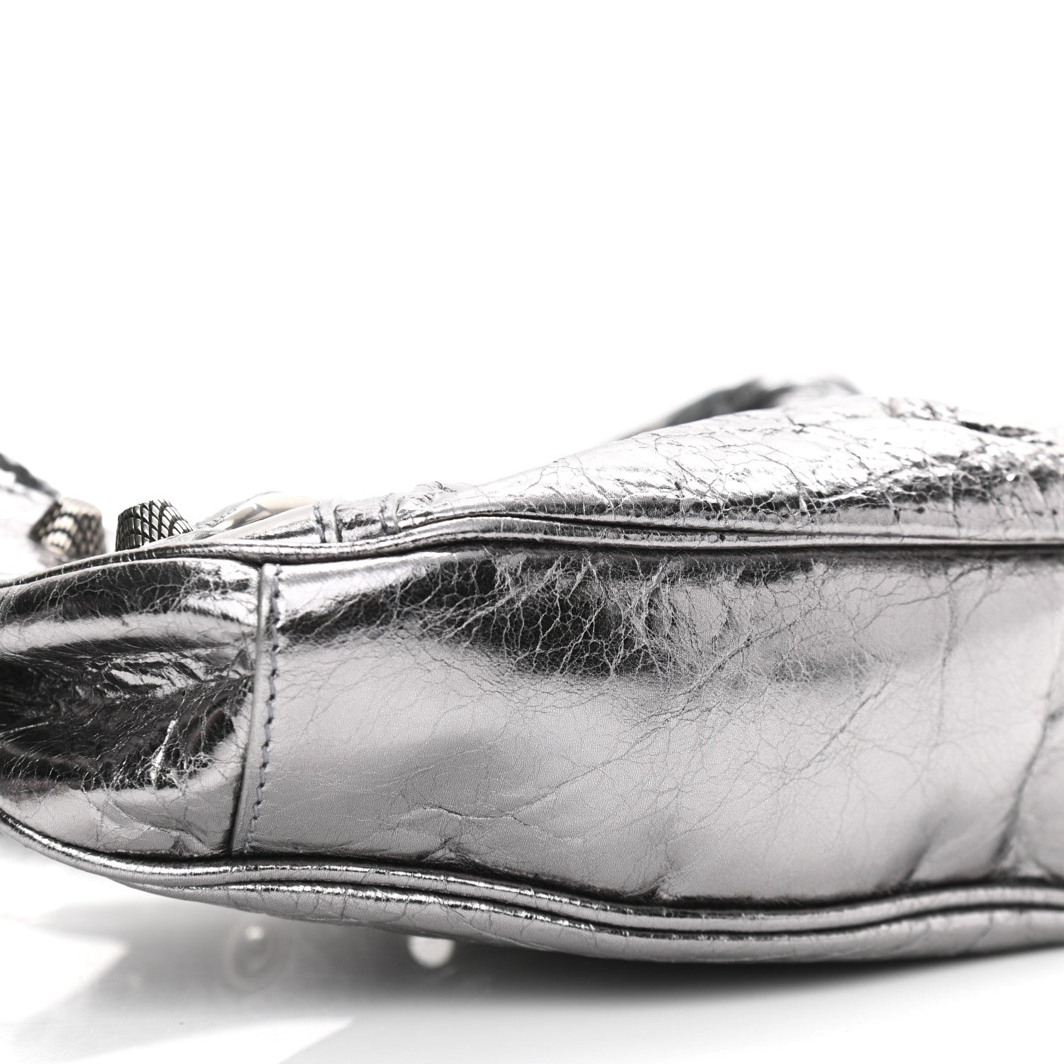 Balenciaga Metallic Agneau Arena Le Cagole Shoulder Bag XS Silver 10 of 11