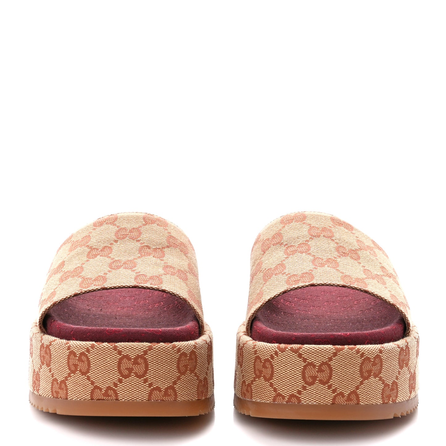 Canvas GG Monogram Angelina Platform Slide Sandals 37.5 Beige Ruggine
