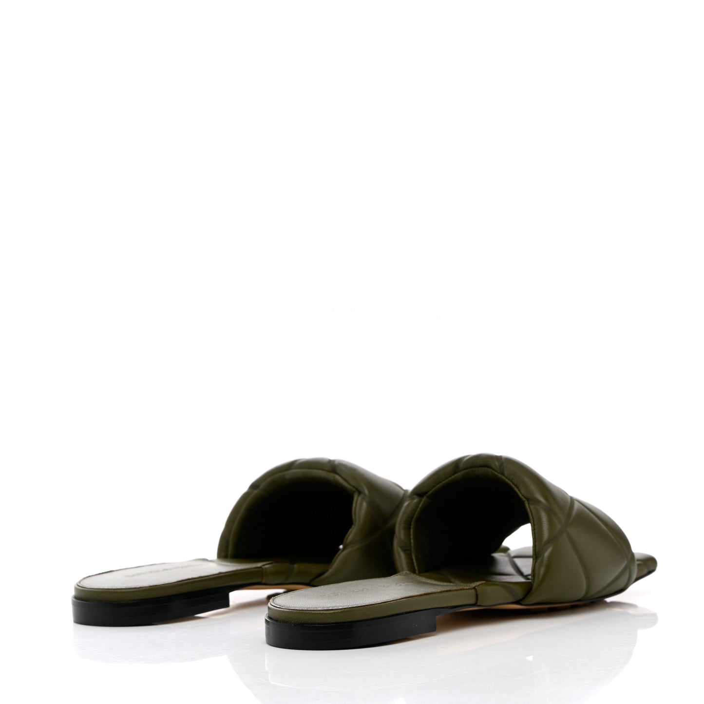 Nappa Quilted Rubber Lido Flat Sandals 39 Khaki